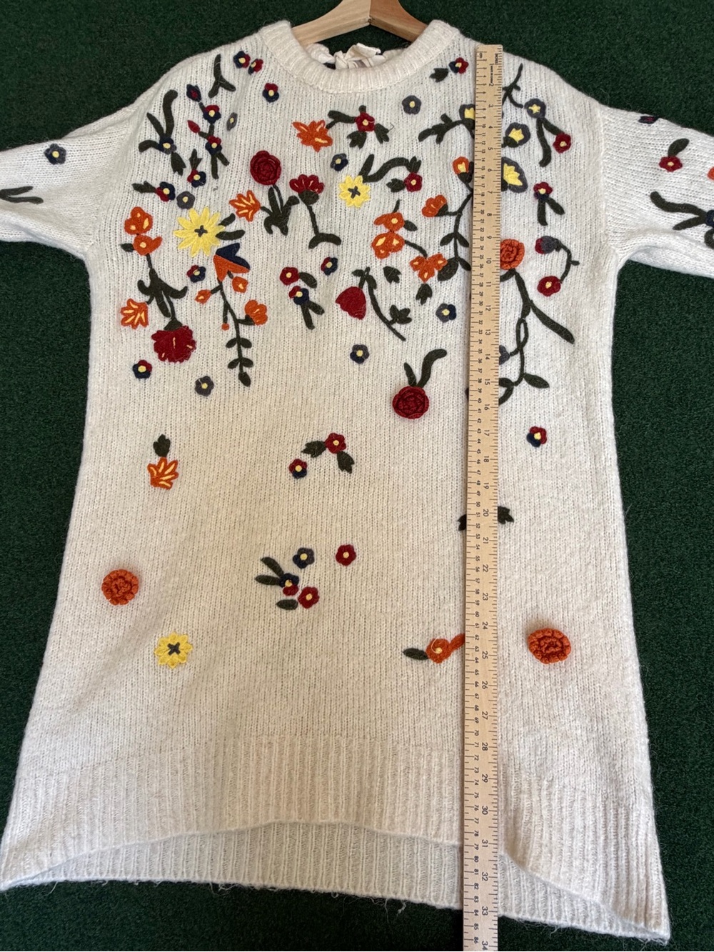 Cream Floral Embroidered Knit Sweater - Picture 3 of 5